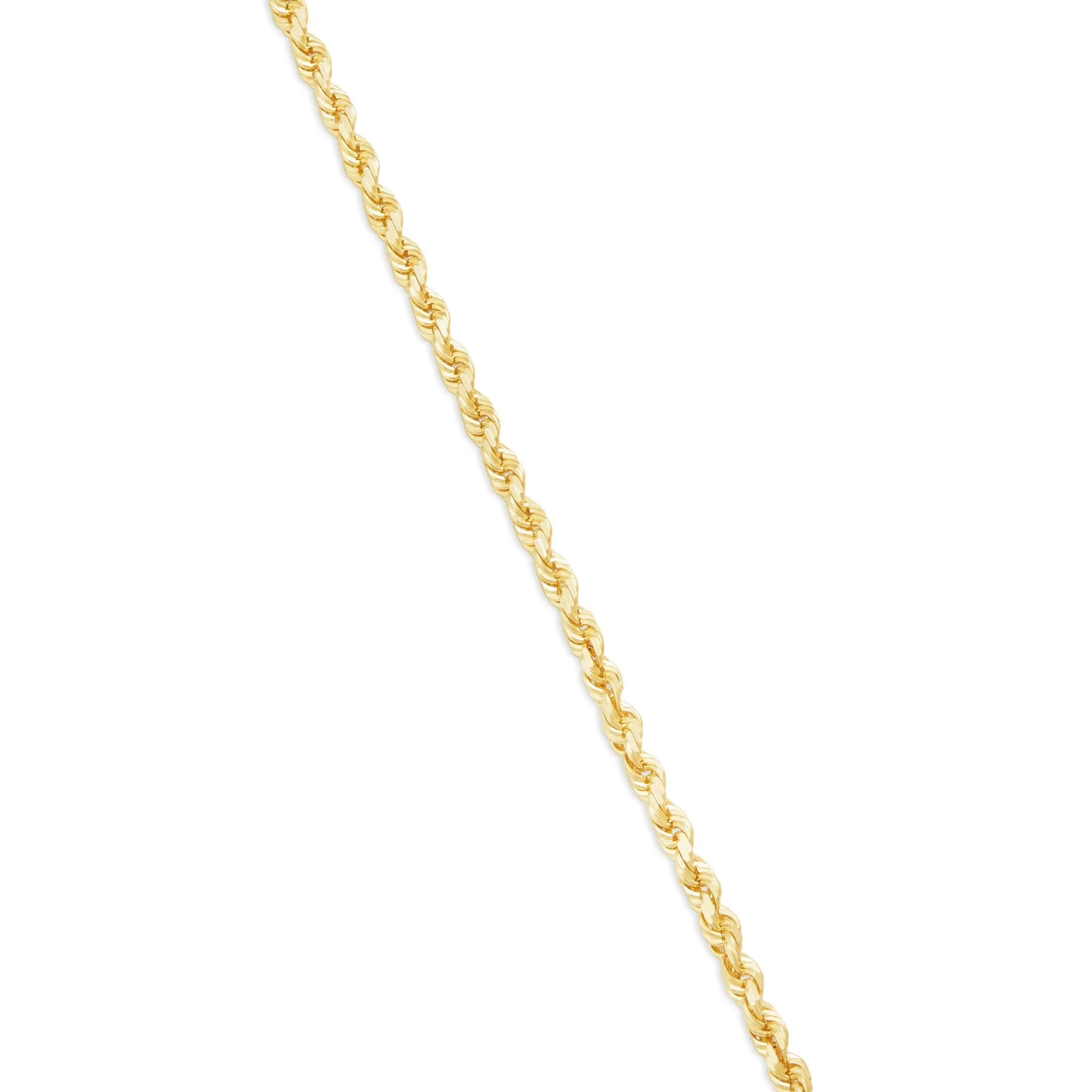 10K Solid Gold Rope Chain, 3mm