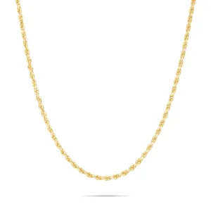 10K Solid Gold Rope Chain, 3mm