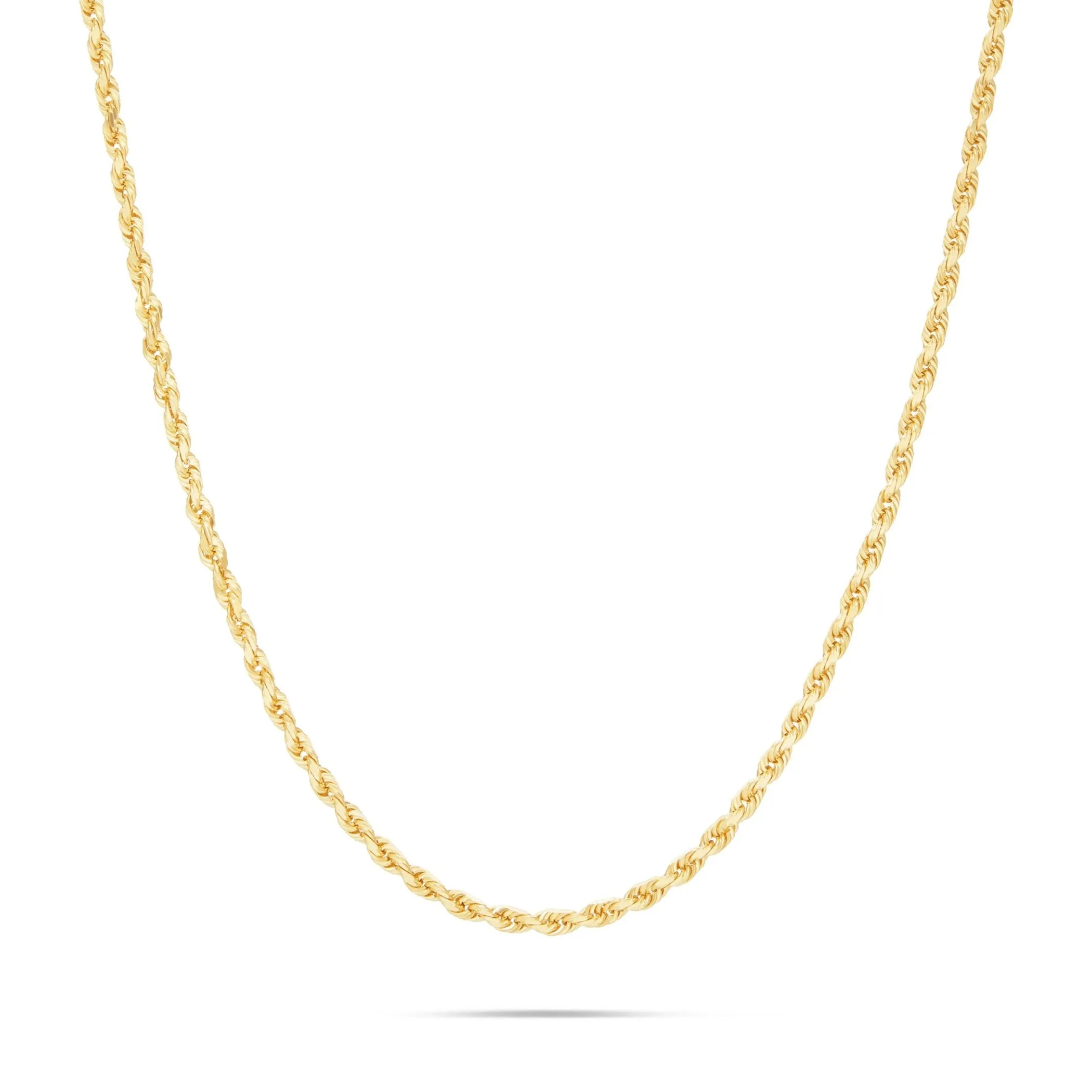 10K Solid Gold Rope Chain, 3mm