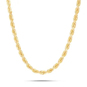 Premium 10k Solid Gold Rope Chain Necklace, 5mm Thick - Elegant and Durable Jewelry Piece