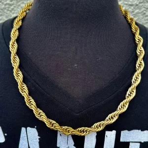 10MM Rope Chain Necklace - Gold - TR04