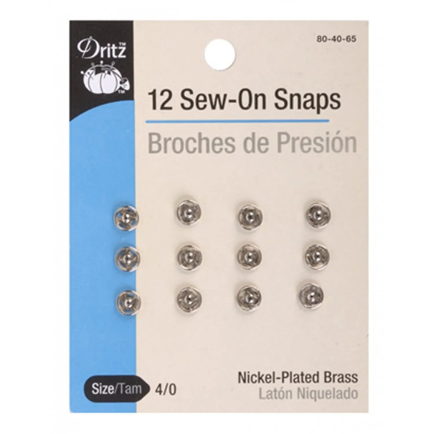 12 Sew-On Snaps Size 4/0