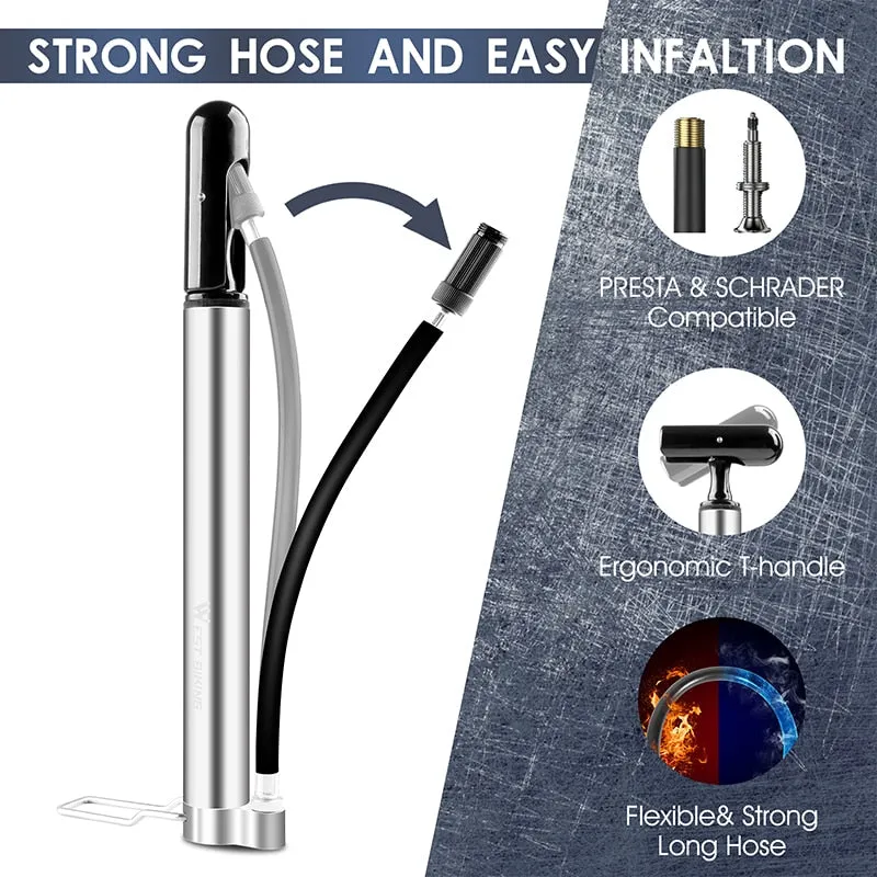 120 PSI MTB Road Bicycle Pump Long Hose Cycling Air Inflator Schrader Presta Valve MTB Road Bike Tire Alloy Pump