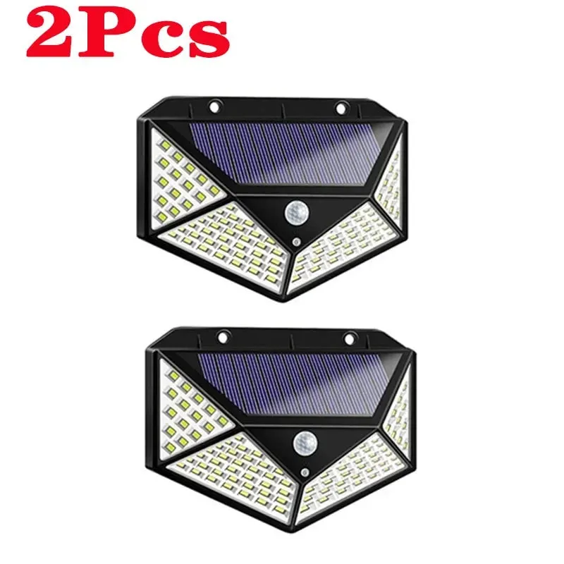 1/2/4/6Pcs 100 LED Solar Wall Lights Outdoo Lamp PIR Motion