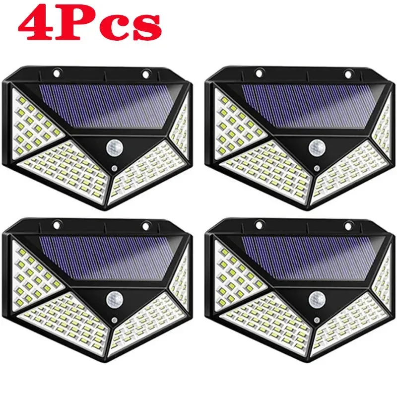 1/2/4/6Pcs 100 LED Solar Wall Lights Outdoo Lamp PIR Motion