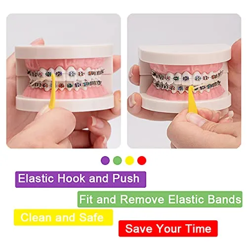 20 Pack Braces Rubber Band Tool Dental Elastic Rubber Bands Placers for Braces Disposable Plastic Orthodontic Elastic Placers