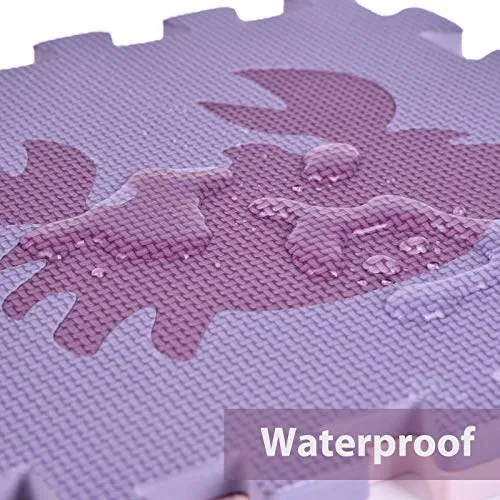 25 PCS Baby Foam Play Mat, Kids Play Mat with Fence Large 45x45 Thick 0.47 inch Purple Animals Puzzle Floor Mat for Kids Babies Toddlers Infants Crawling Room Decor