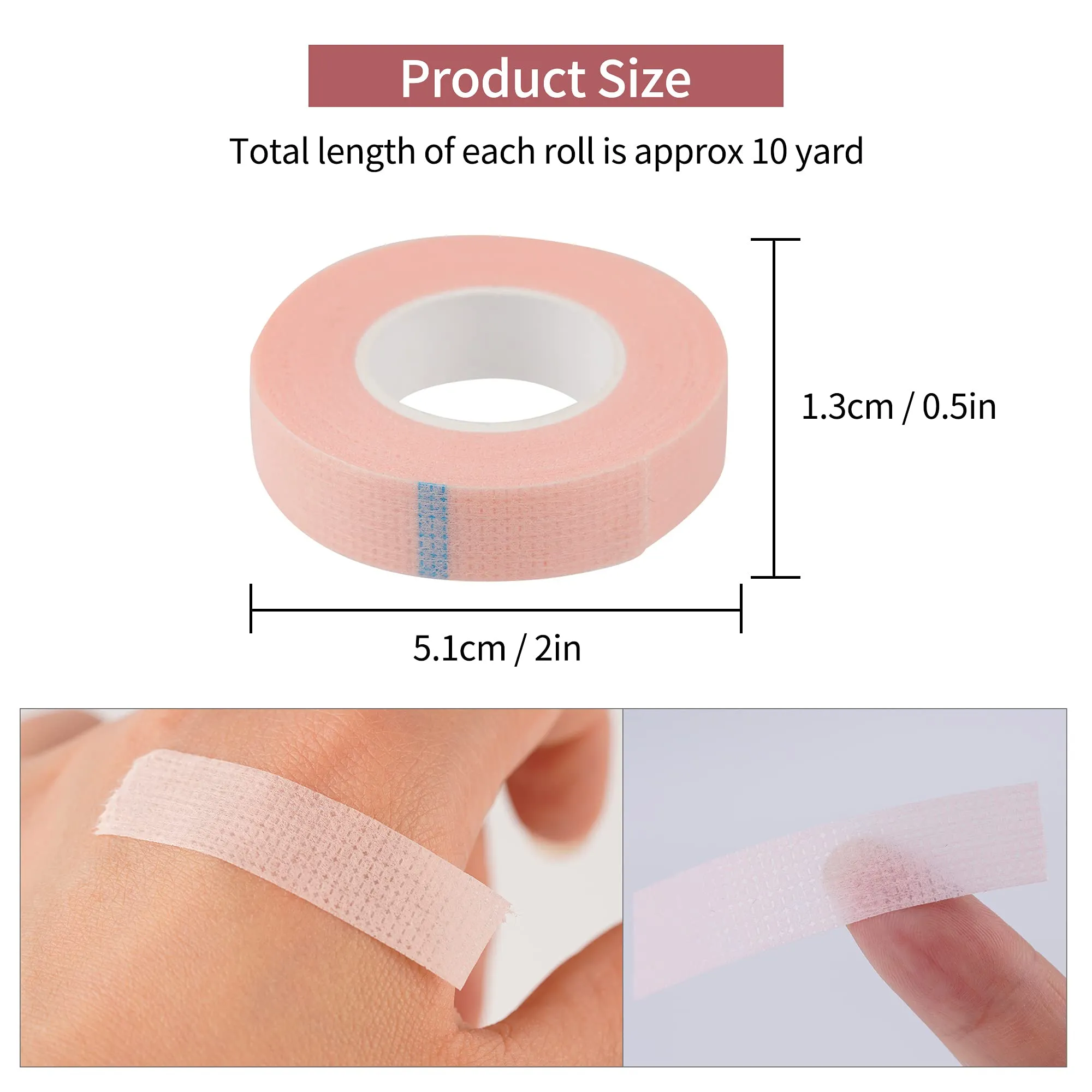 25 PCS Eyelash Extension Tape,Adhesive Fabric lash Tape,Under Eye tape,Breathable Micropore Medical Tape for Individual Eyelash Extension Supplies,1/2''x10 Yards Each Roll Green Pink Blue White purple