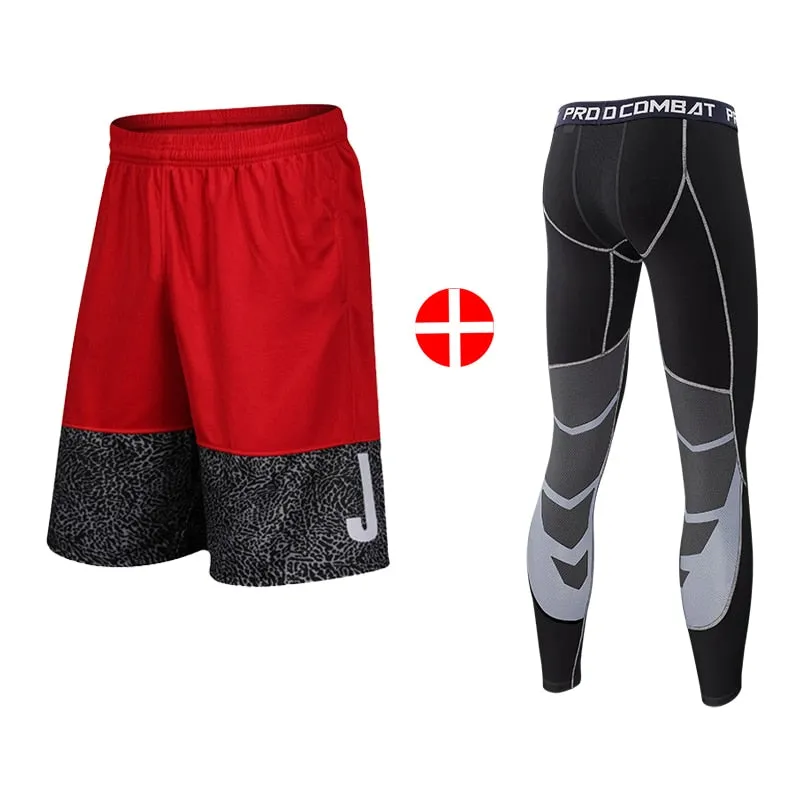 2pcs Set Men Running Compression Sweatpants Gym Jogging Leggings Basketball Football Shorts Fitness Clothes Tight Sport Pants v1