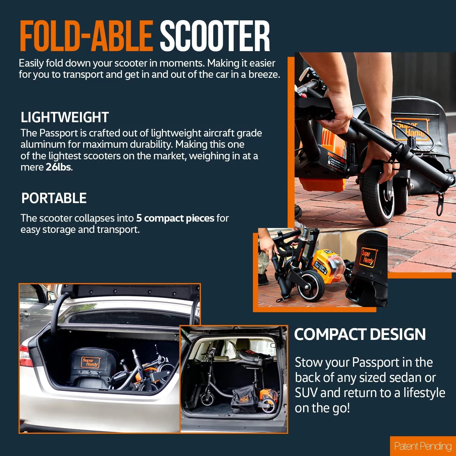 3 Wheel Electric Airline Friendly Folding Mobility Scooter