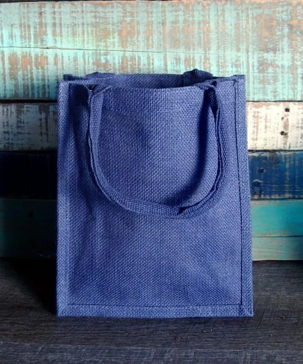 72 ct Small Burlap Bags / Jute Book Bag with Full Gusset - By Case