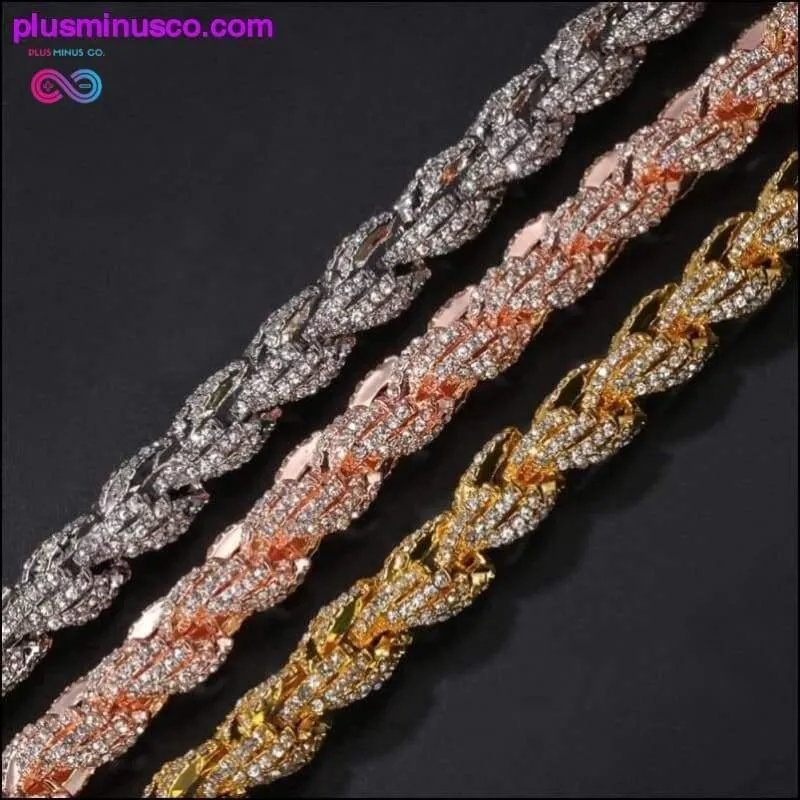 9mm Rope Chain Necklace Silver/rose Gold /gold Color Iced