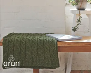 Aran Merino Throw - Green