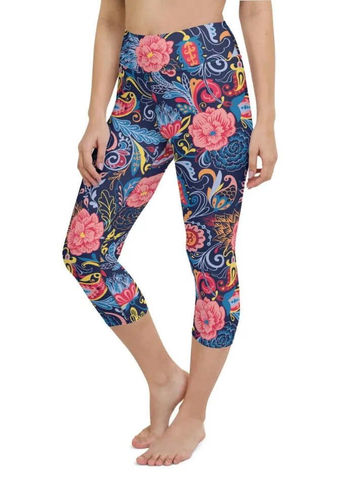 Art Deco Floral Yoga Capris