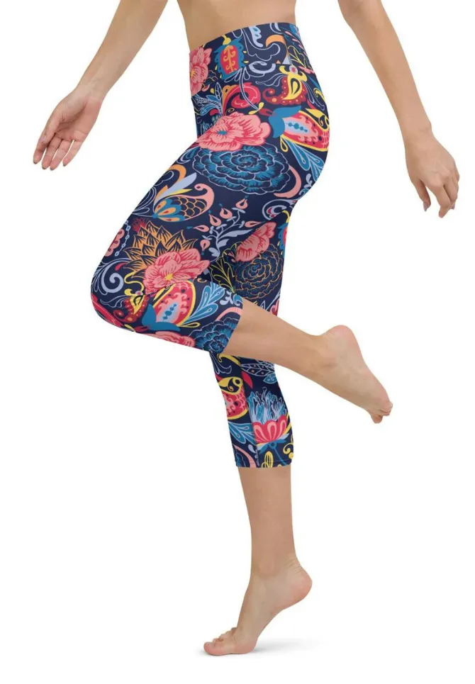 Art Deco Floral Yoga Capris