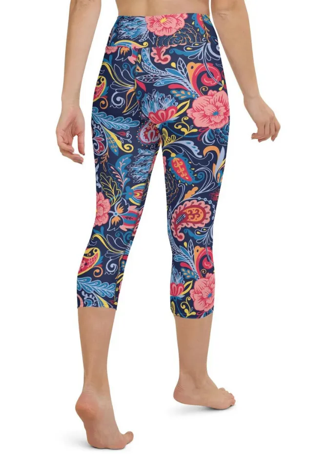 Art Deco Floral Yoga Capris