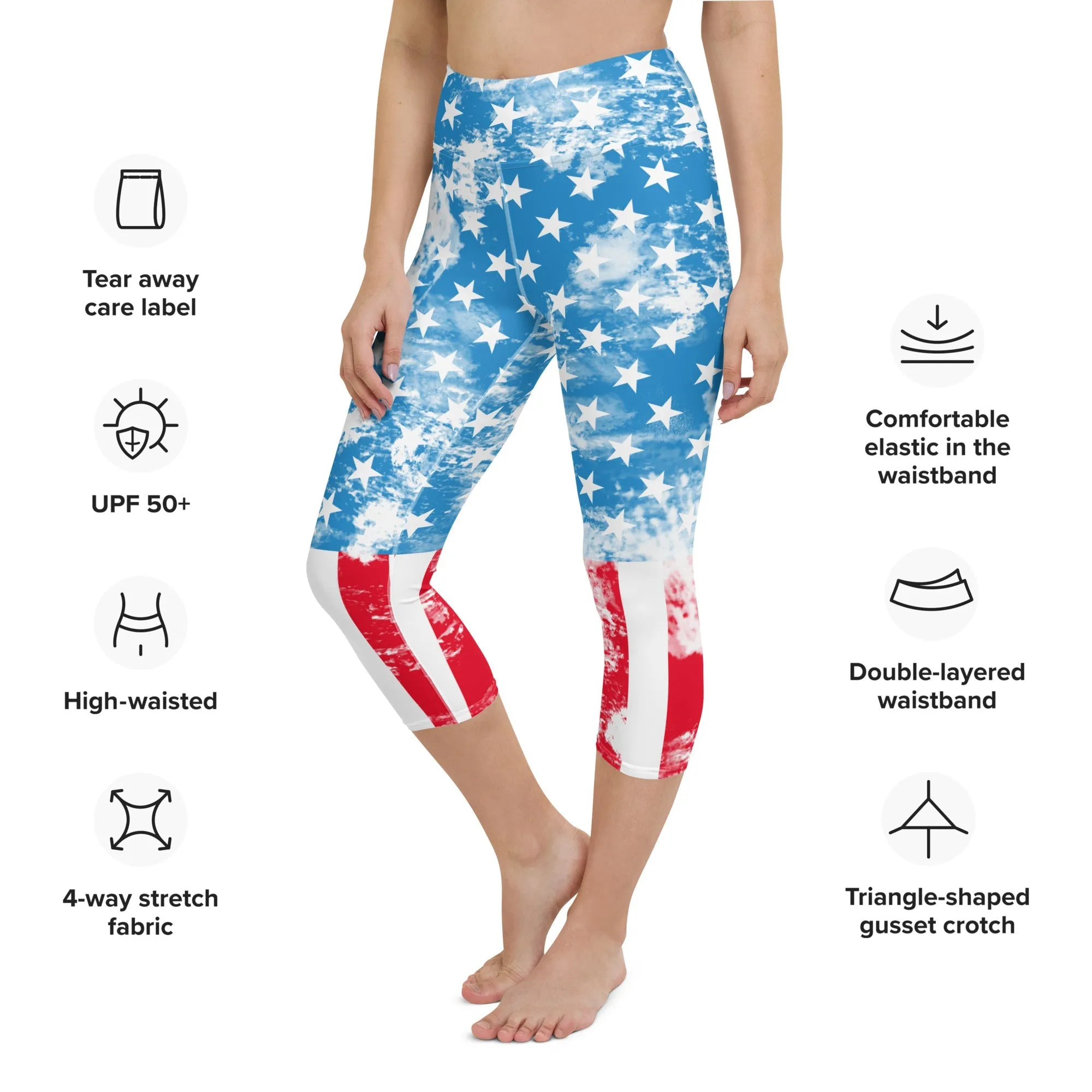 Artsy American Flag Yoga Capris