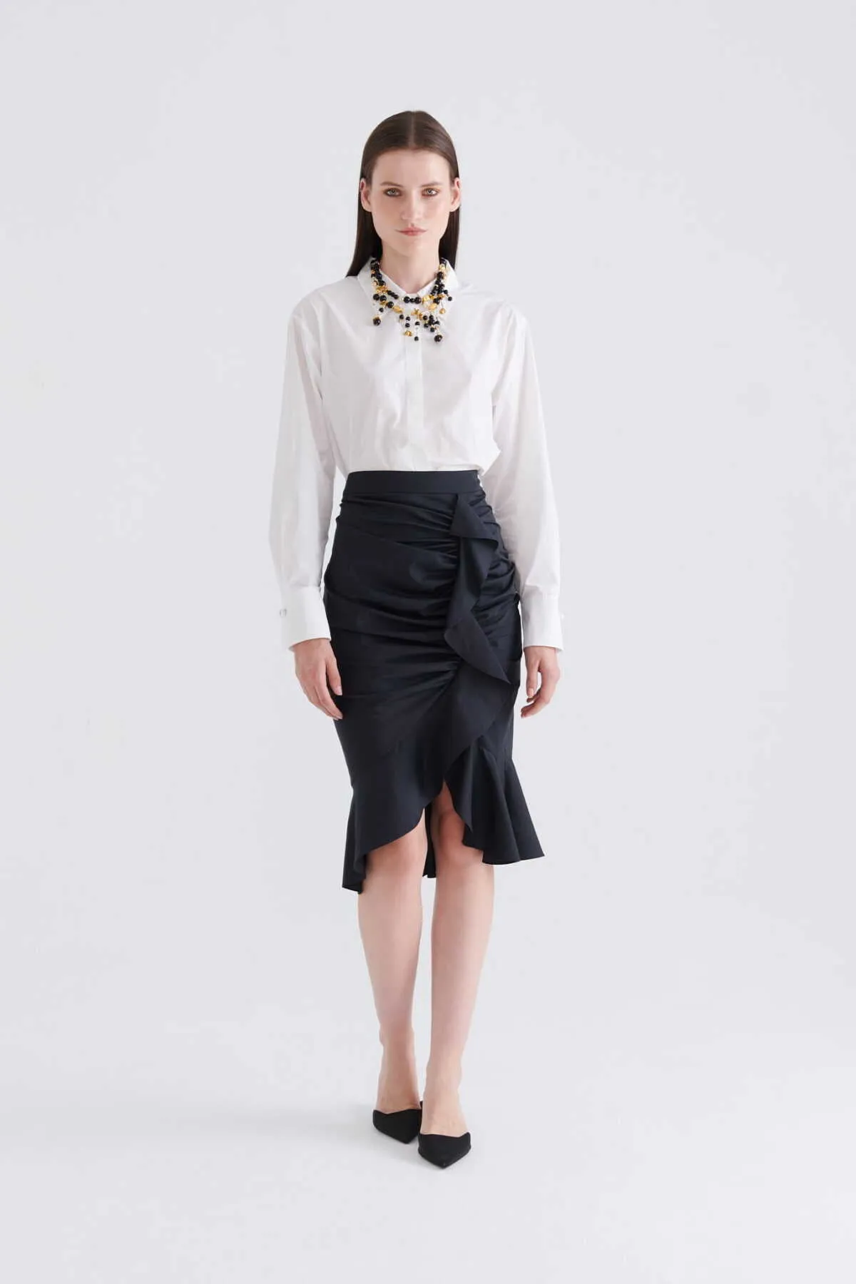 Asymmetric Cut Skirt Black