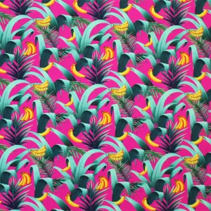 Bananas And Palms Printed Spandex | Blue Moon Fabrics