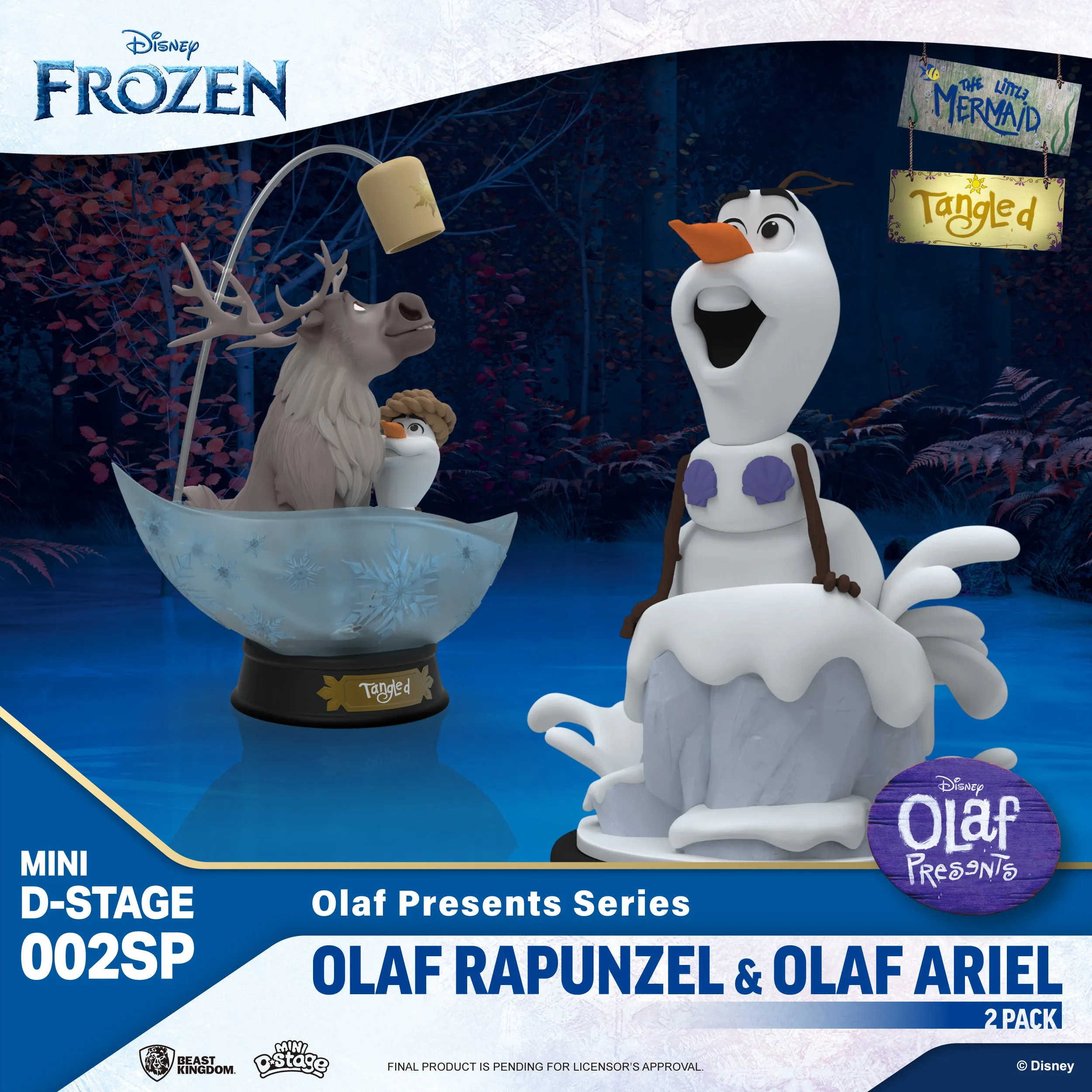 Beast Kingdom MDS-002SP Olaf Presents Series - Olaf Rapunzel & Ariel 2 Pack Mini Diorama Stage Figure Statue