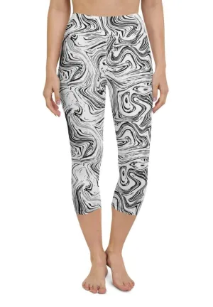 Black & White Marble Yoga Capris