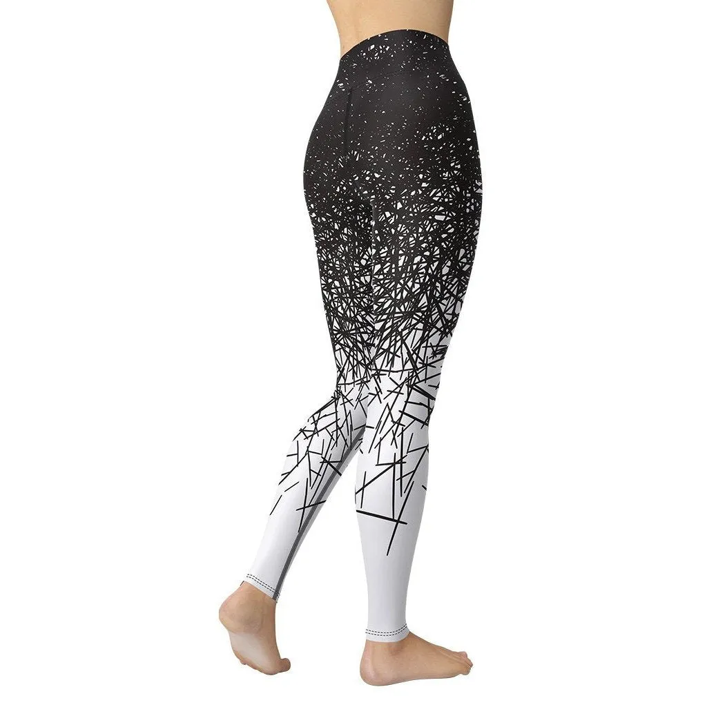 Black and White Ombre Yoga Leggings