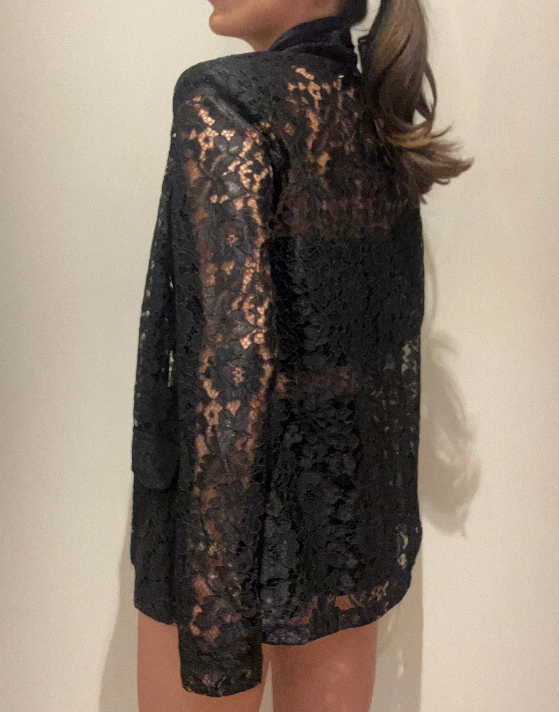 Black Lace Blazer Three Piece