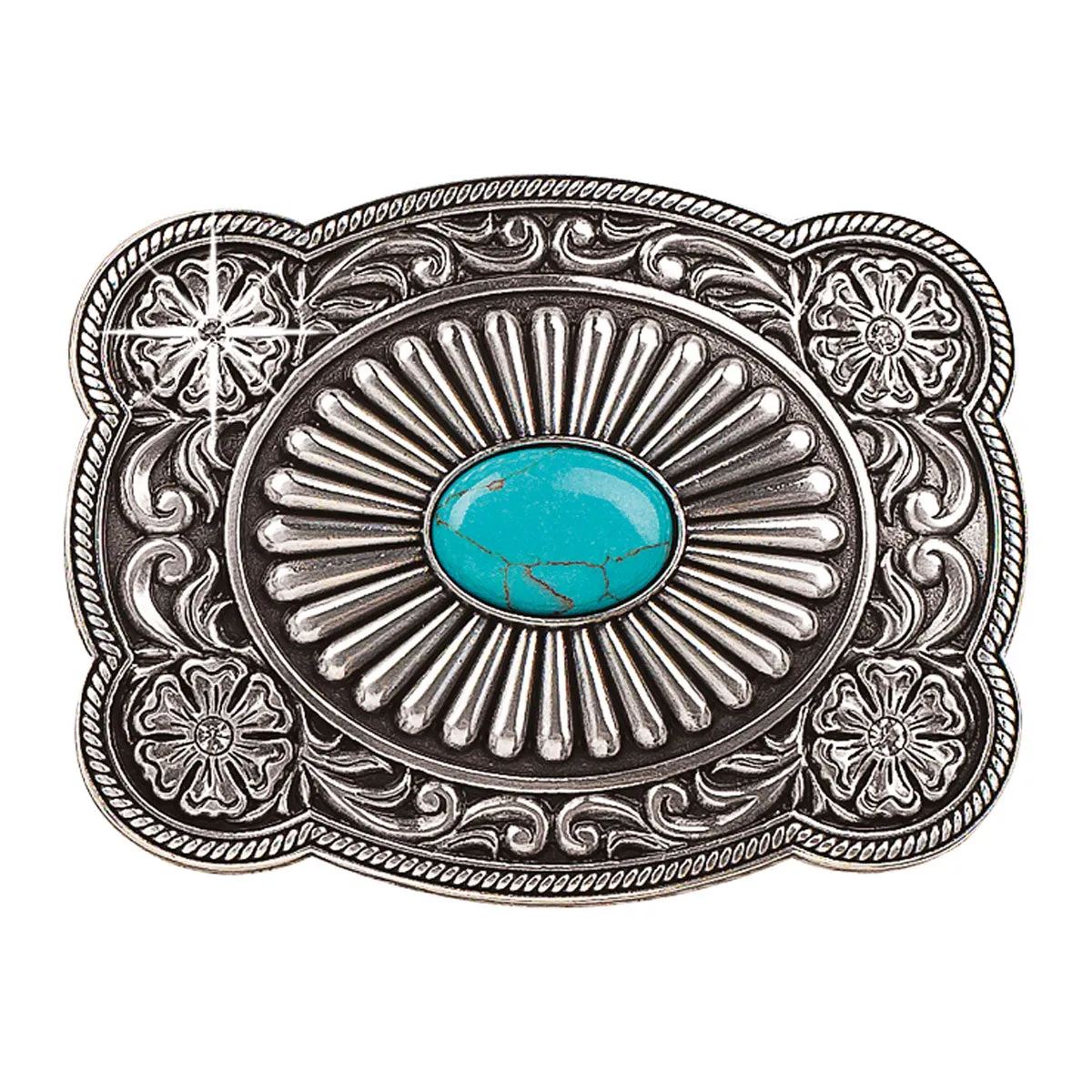 Blazin' Roxx® Silver Turquoise Stone Western Belt Buckle