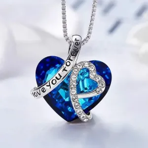 Blue Crystal Heart Pendant