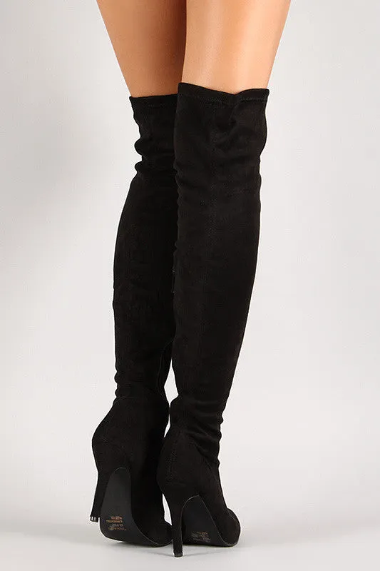 Breckelle Vegan Suede Stiletto Over-The-Knee Boot