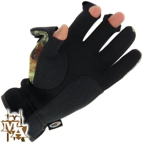 Camo Neoprene Fishing / Shooting Gloves