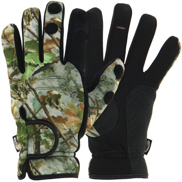 Camo Neoprene Fishing / Shooting Gloves