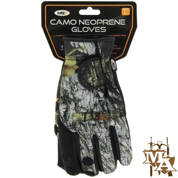 Camo Neoprene Fishing / Shooting Gloves