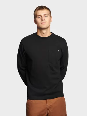 Chest Pocket Long Sleeve T-Shirt in Black