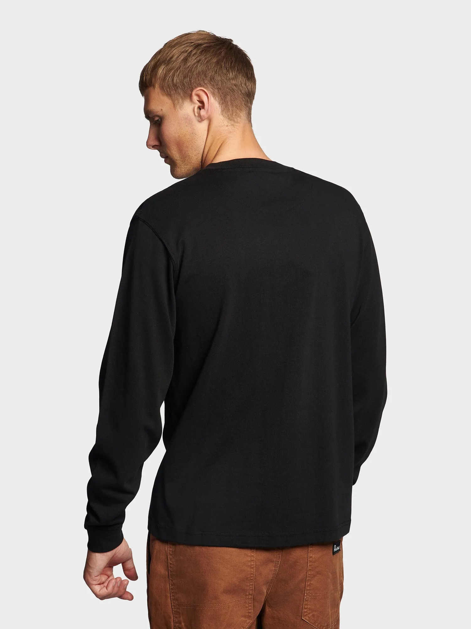 Chest Pocket Long Sleeve T-Shirt in Black