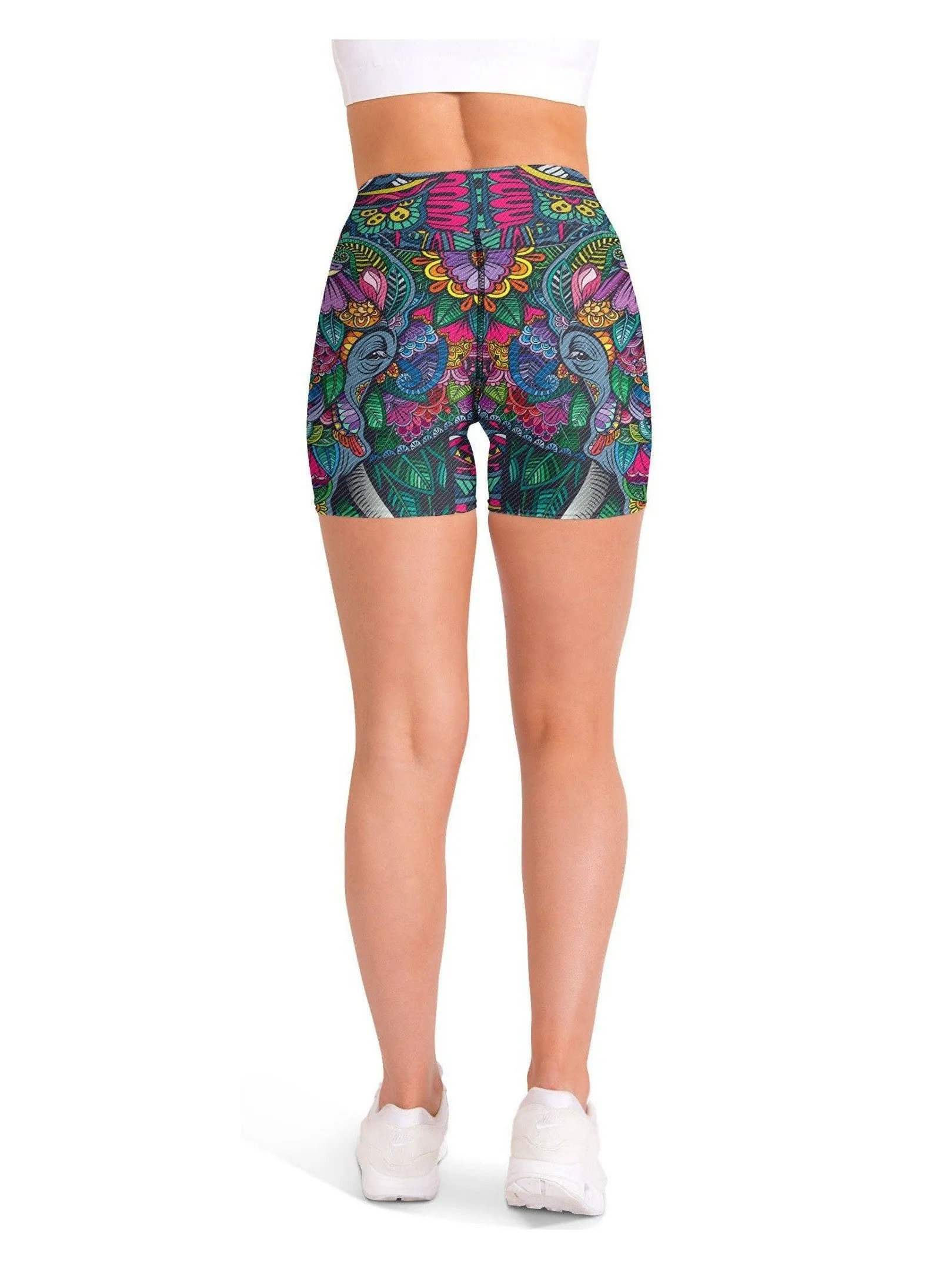 Colorful Elephant Yoga Shorts