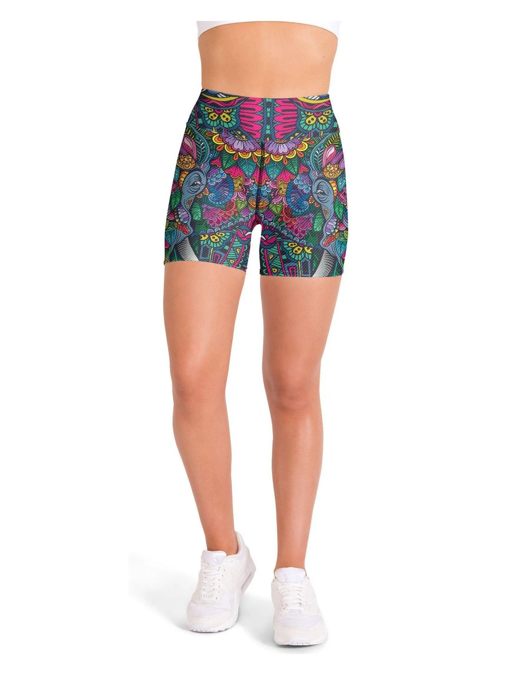 Colorful Elephant Yoga Shorts