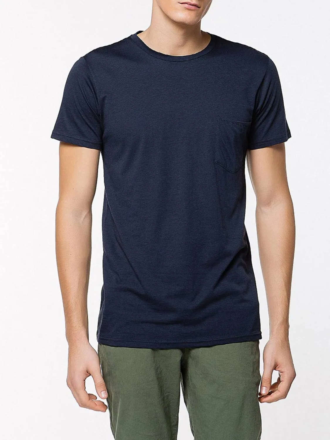 Crew Neck Modal-Blend Pocket T-shirt Midnight Blue