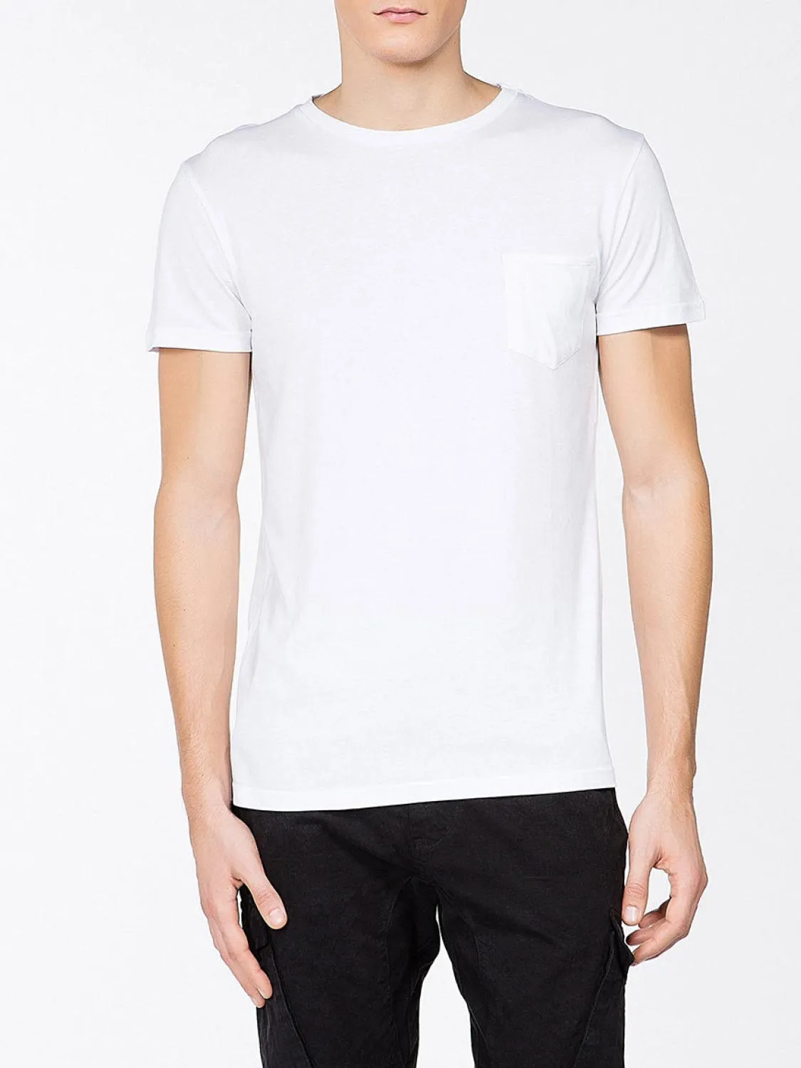 Crew Neck Modal-Blend Pocket T-shirt White