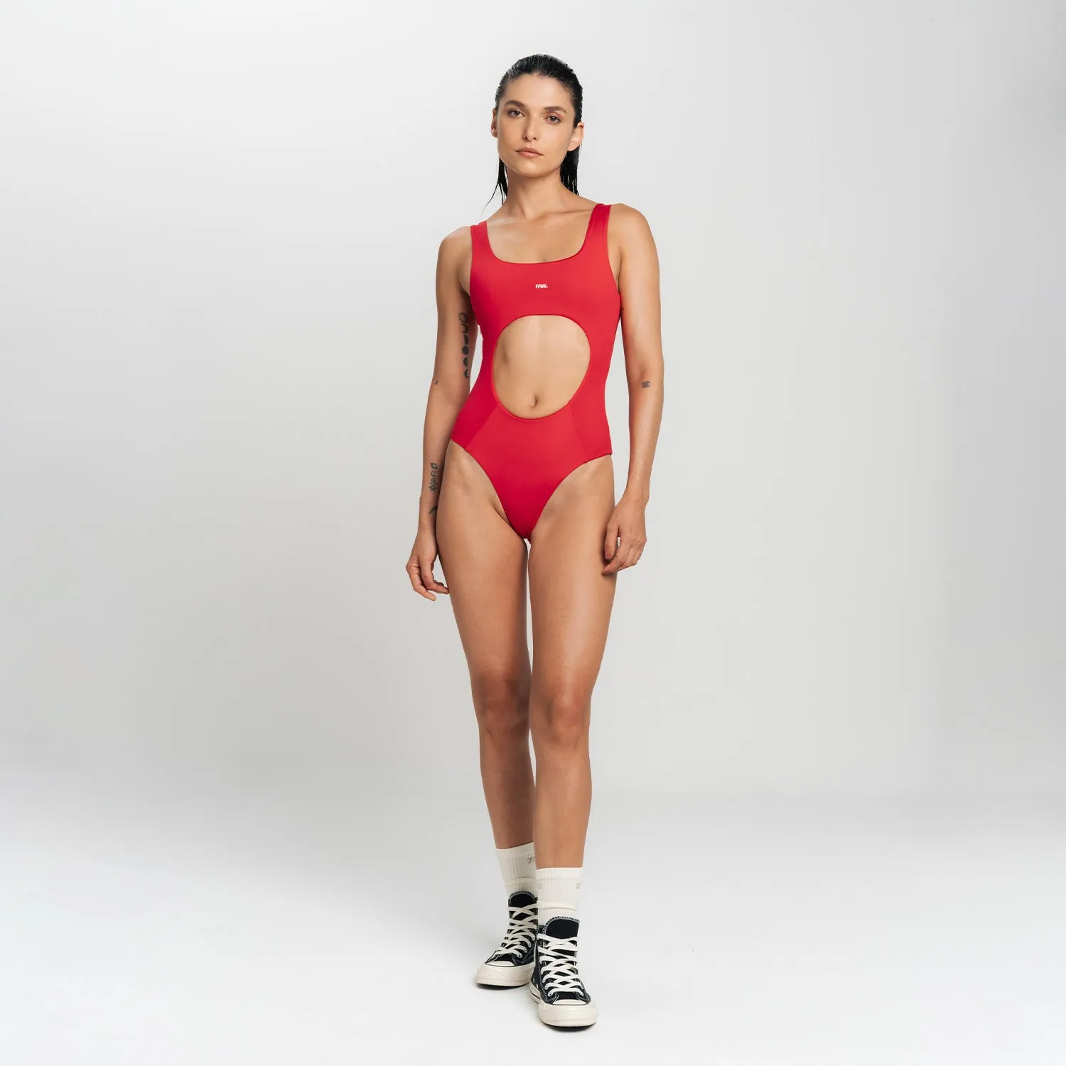 Cut-Out Bodysuit - Rojo