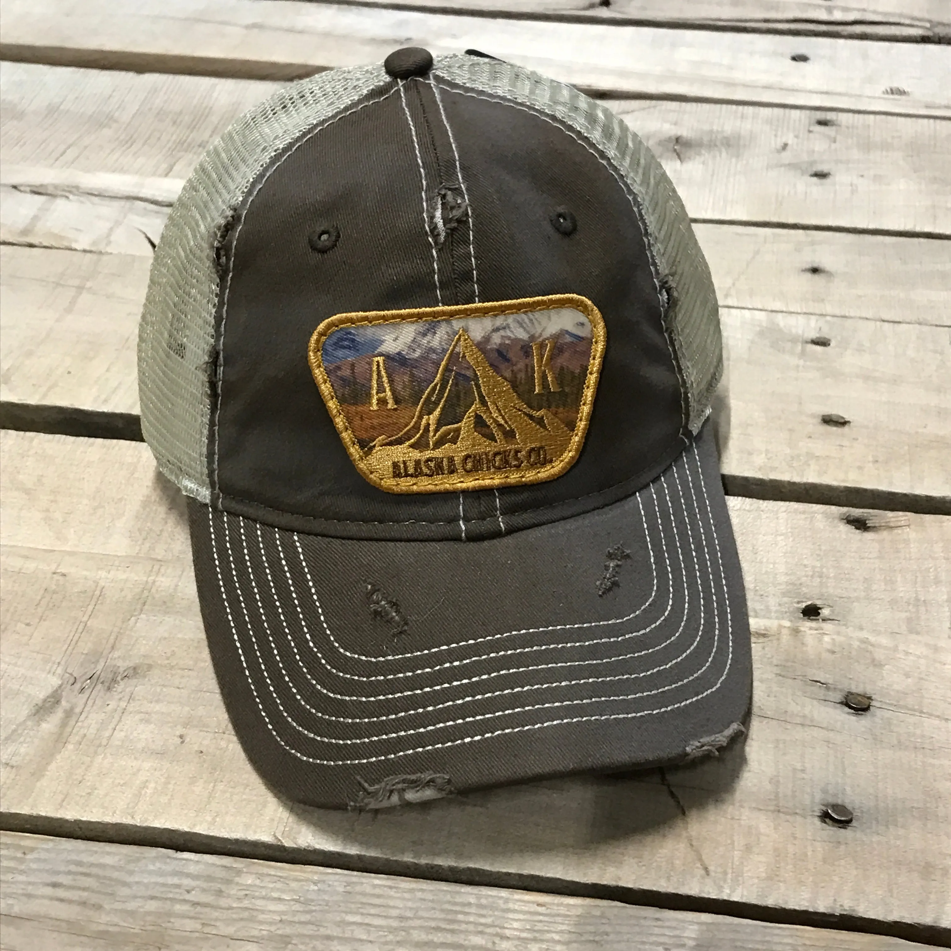 Distressed AK Patch Trucker Hat