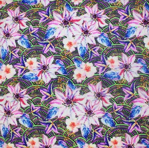 Electric Lilies Printed Spandex | Blue Moon Fabrics