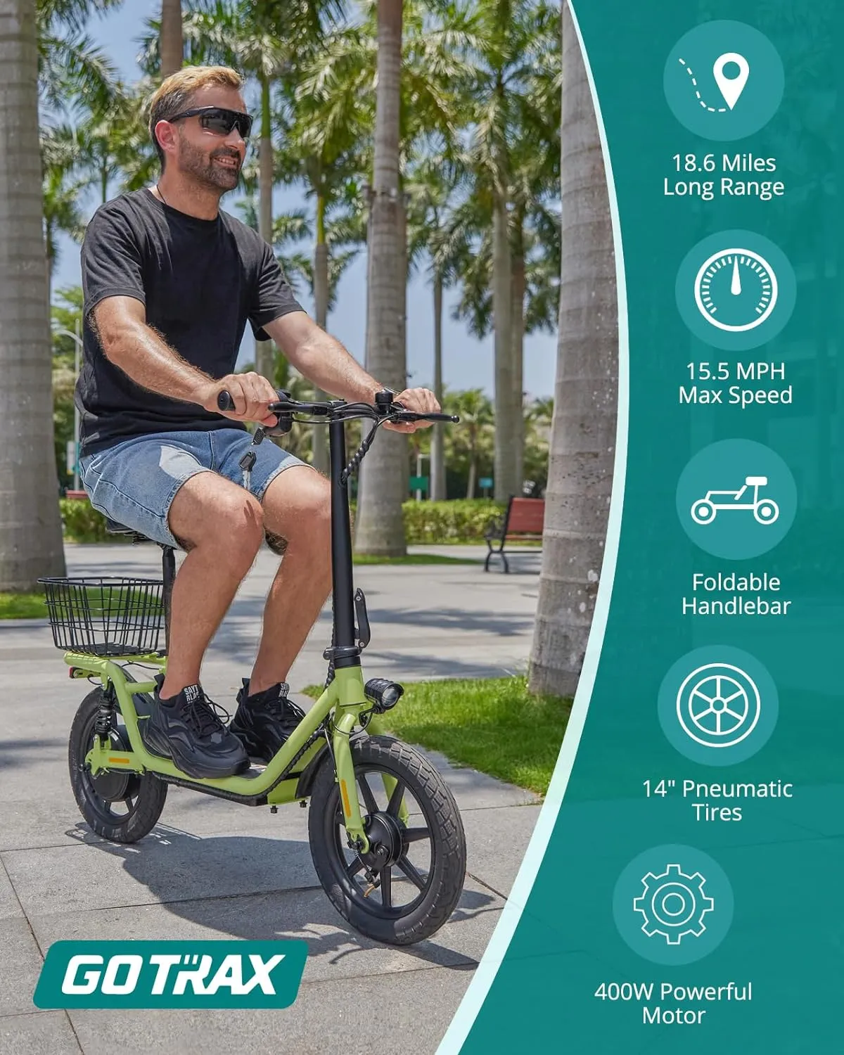 Electric Scooter 18.6 Miles Range and 15.5 Mph