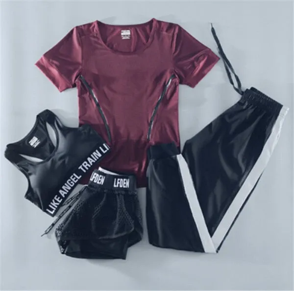 Fitness Gym Women 4 piece Yoga Suit Clothing