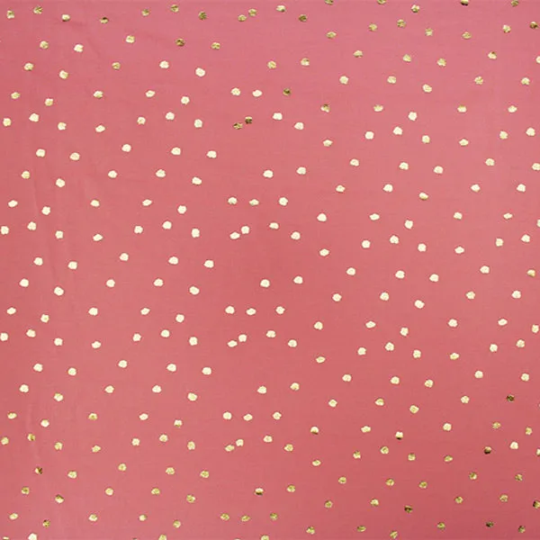 Gold Confetti on Coral Foiled Spandex | Blue Moon Fabrics