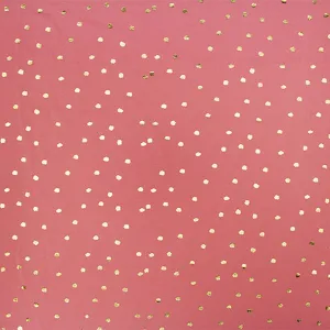 Gold Confetti on Coral Foiled Spandex | Blue Moon Fabrics