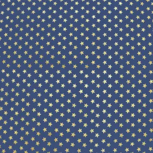 Gold Stars on Navy Foiled Spandex | Blue Moon Fabrics