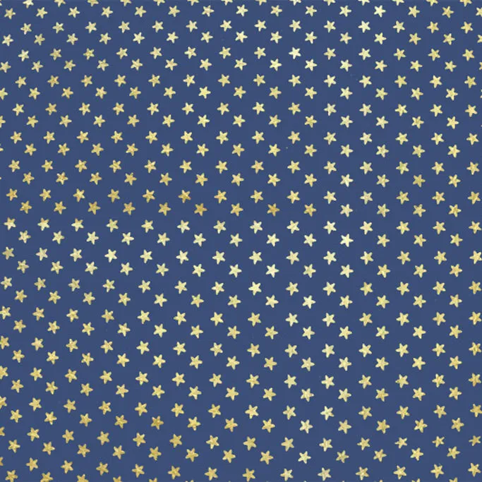 Gold Stars on Navy Foiled Spandex | Blue Moon Fabrics