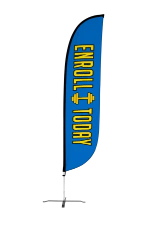 Gym Enroll Today Feather Flag Blue