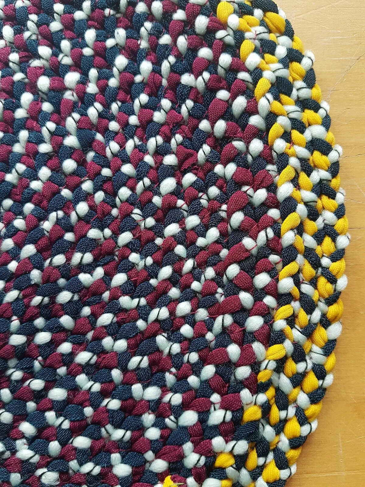 Handmade Coaster Green Mustard Yellow Burgundy